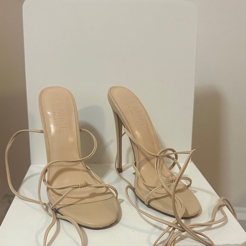 Beige FEMME LA lace up heels